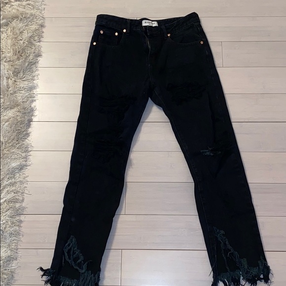 GLAMOROUS Black Distressed Jeans Frayed Bottoms S - Picture 1 of 8